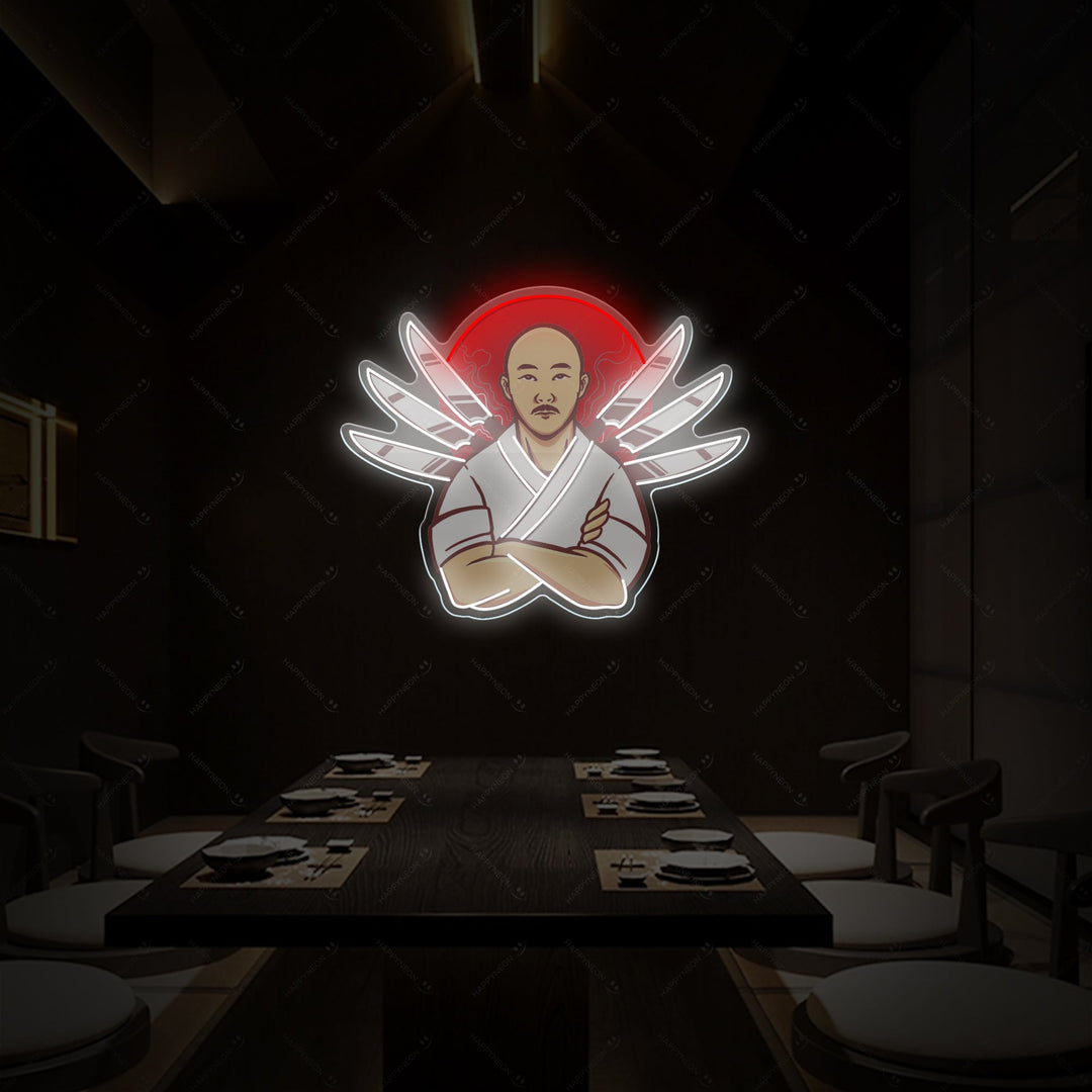 Chef giapponese Insegna al neon, Decorazione ristorante giapponese