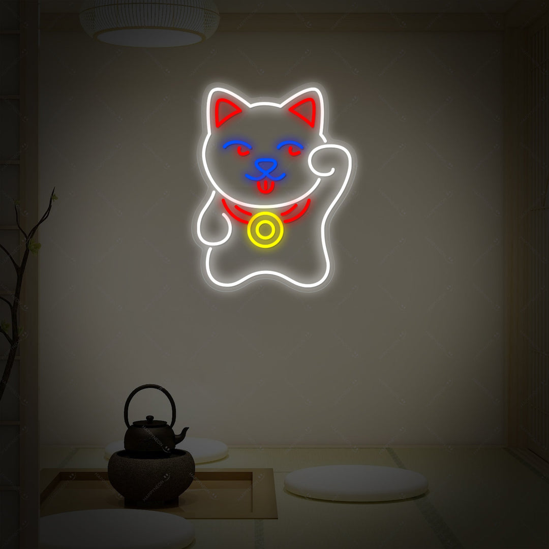 Gatto Maneki Neko Insegna al neon, Segno al neon giapponese