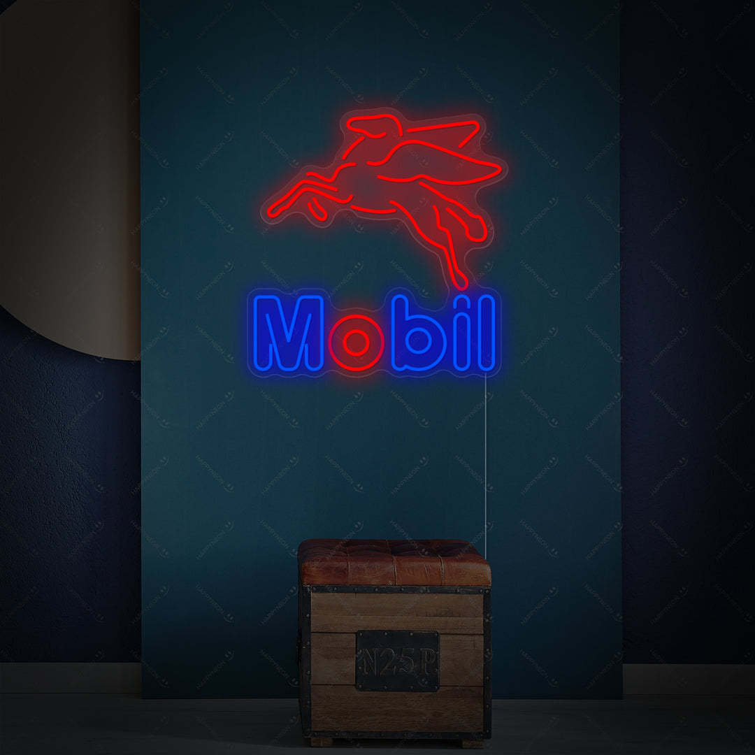 "Mobil, Negozio Di Petrolio E Gas" Insegna al neon