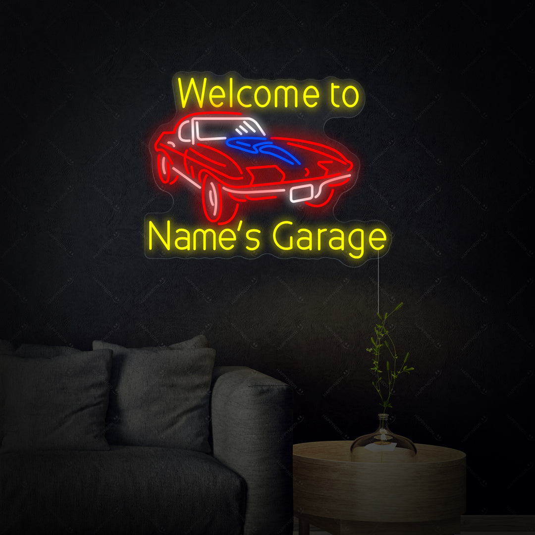 "Welcome to Genes Garage" Insegna al neon