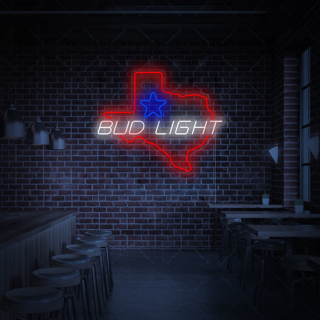 "Bud Light Texas Star" Insegna al neon