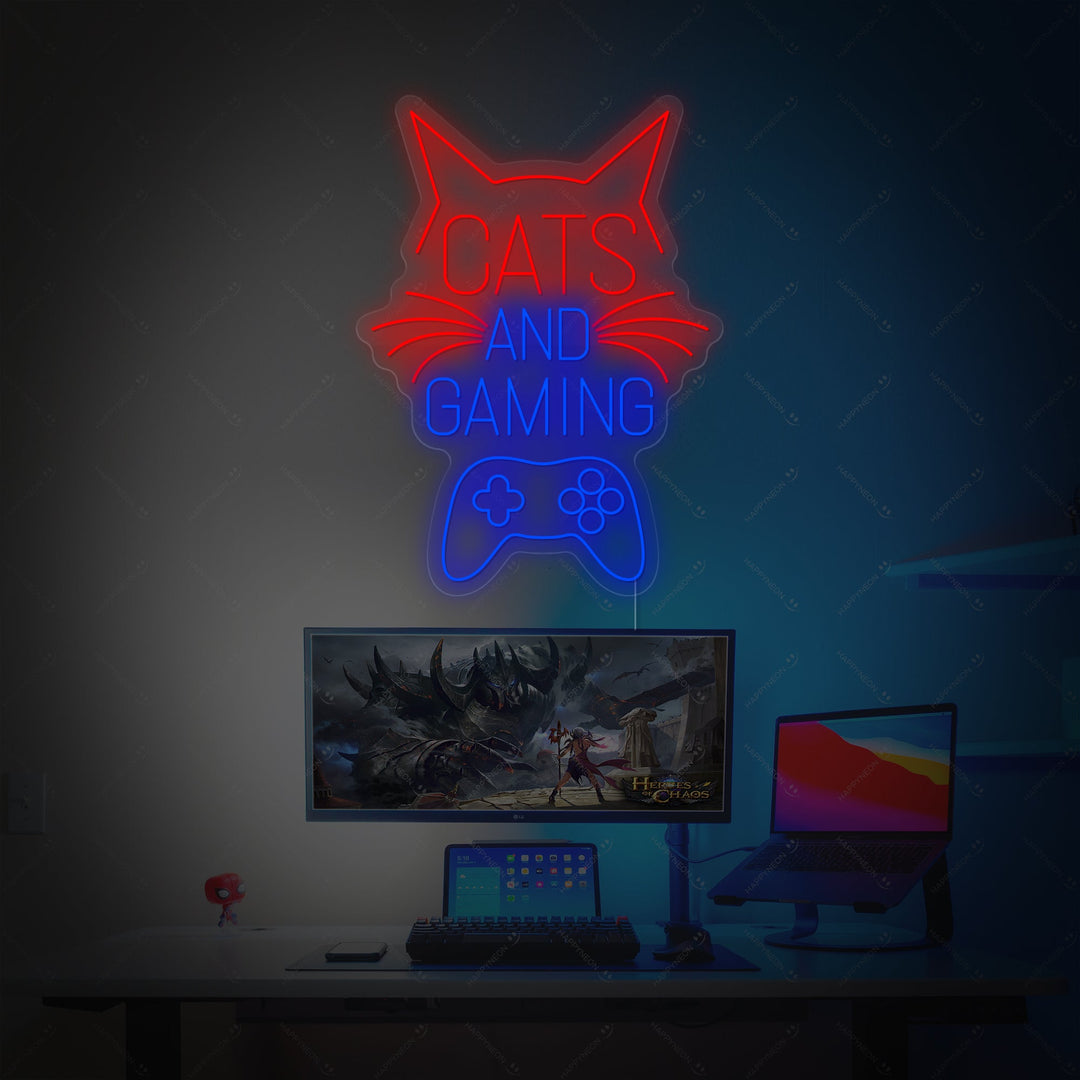 "Cats And Gaming" Insegna al neon
