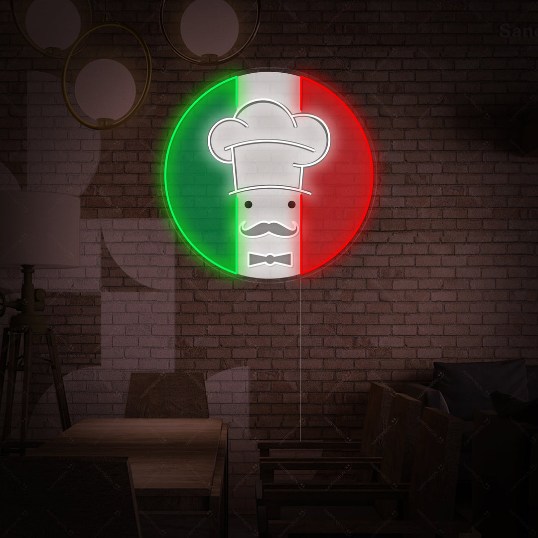 "Logo del ristorante italiano Chef" Insegna al neon