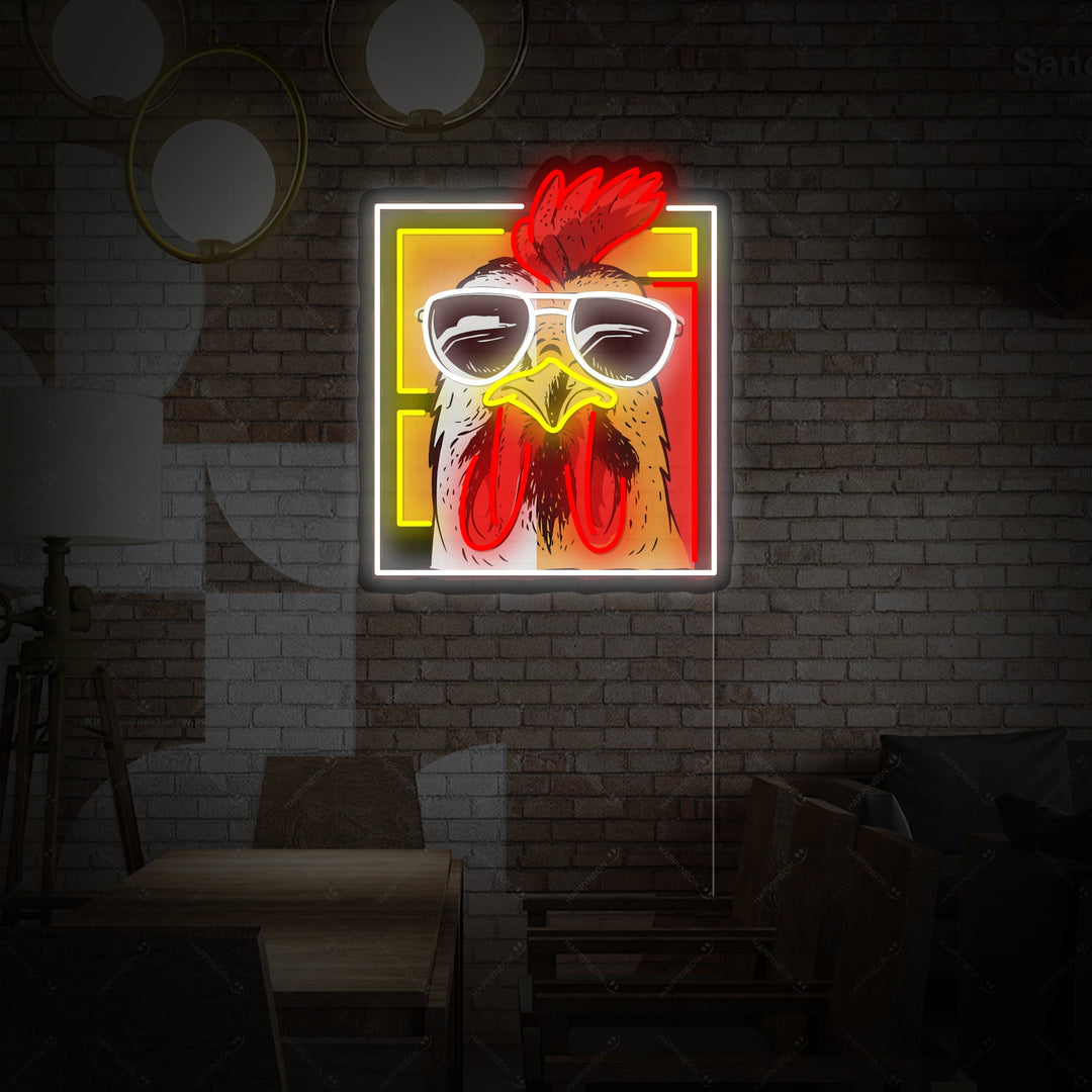 "Pollo gallina gallo" Insegna al neon
