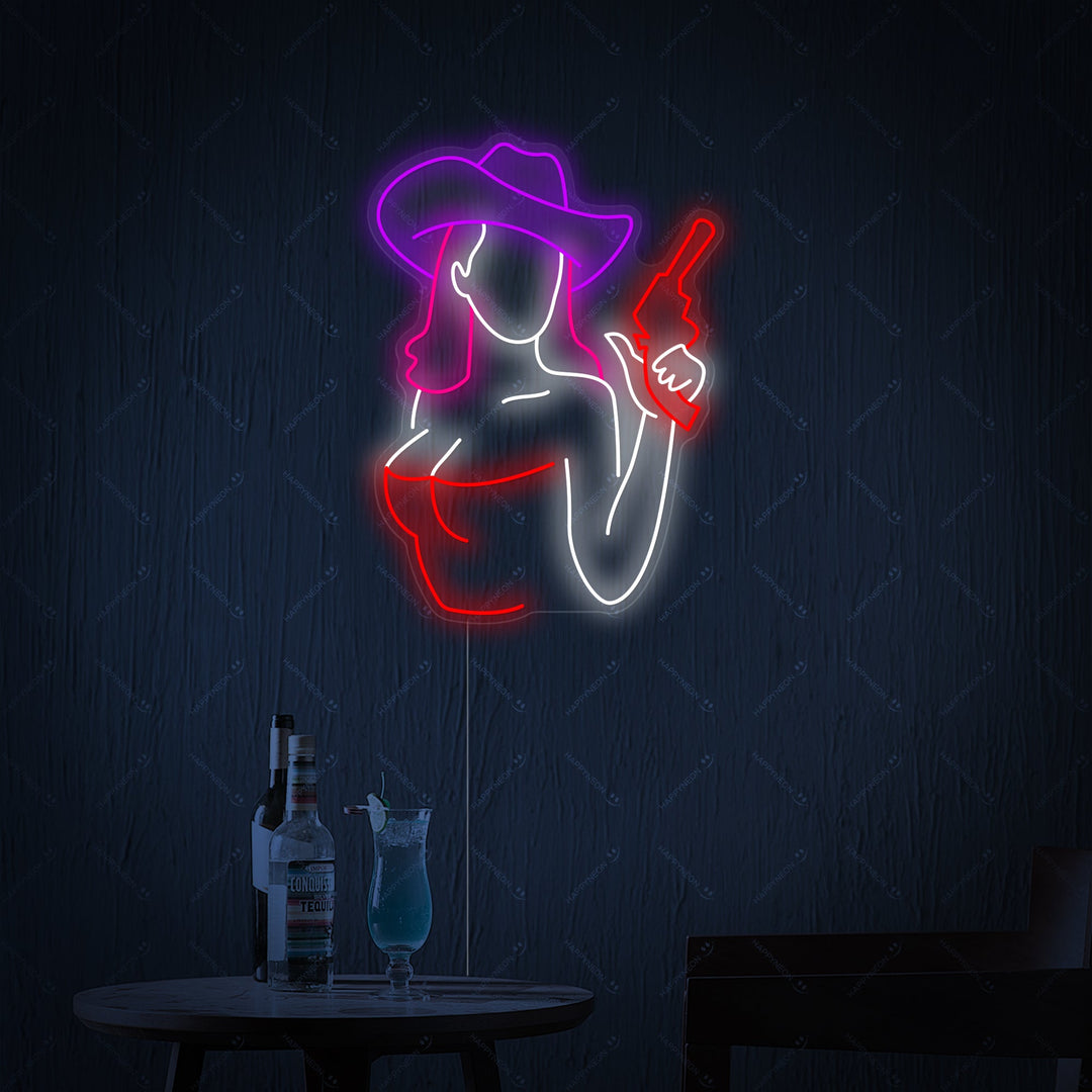 "Pistola da cowgirl" Insegna al neon