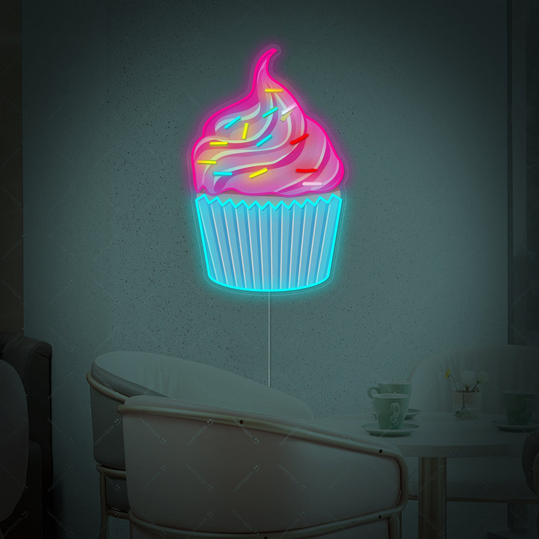 "Cupcake con zuccherini colorati" Insegna al neon