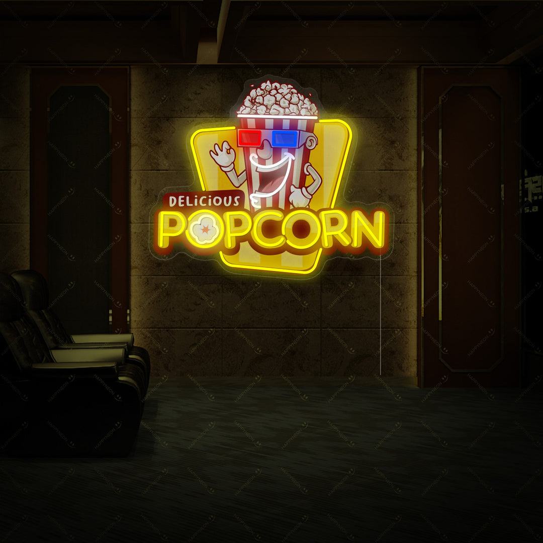 "Delicious Popcorn" Insegna al neon