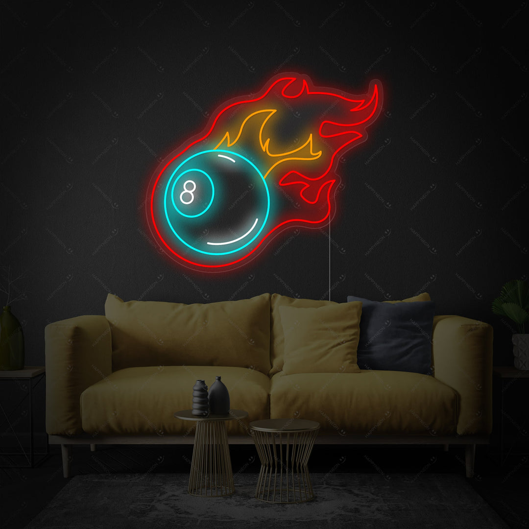 "Biliardo a fuoco" Insegna al neon