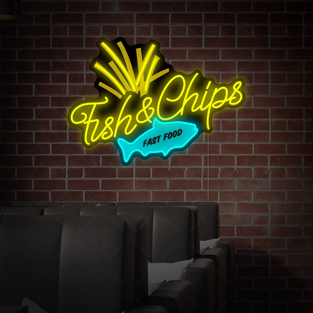 "Fish & Chips" Insegna al neon