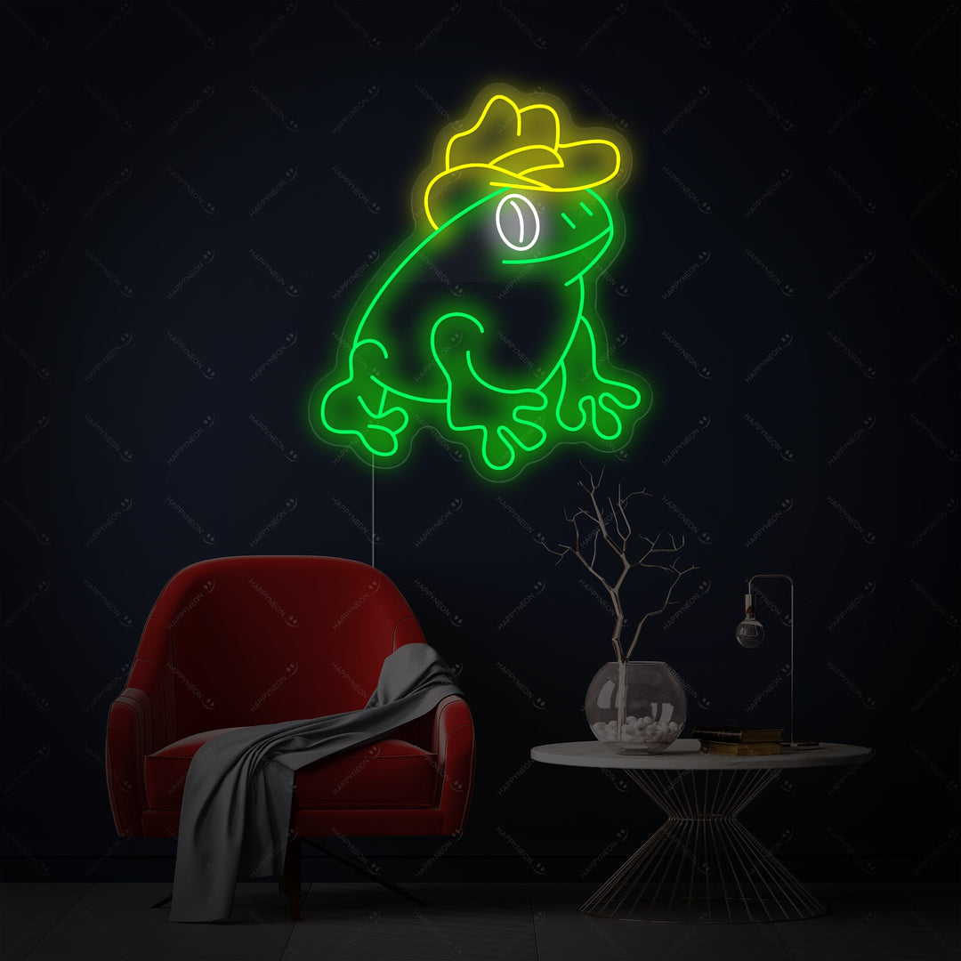 "Rana con cappello da cowboy" Insegna al neon