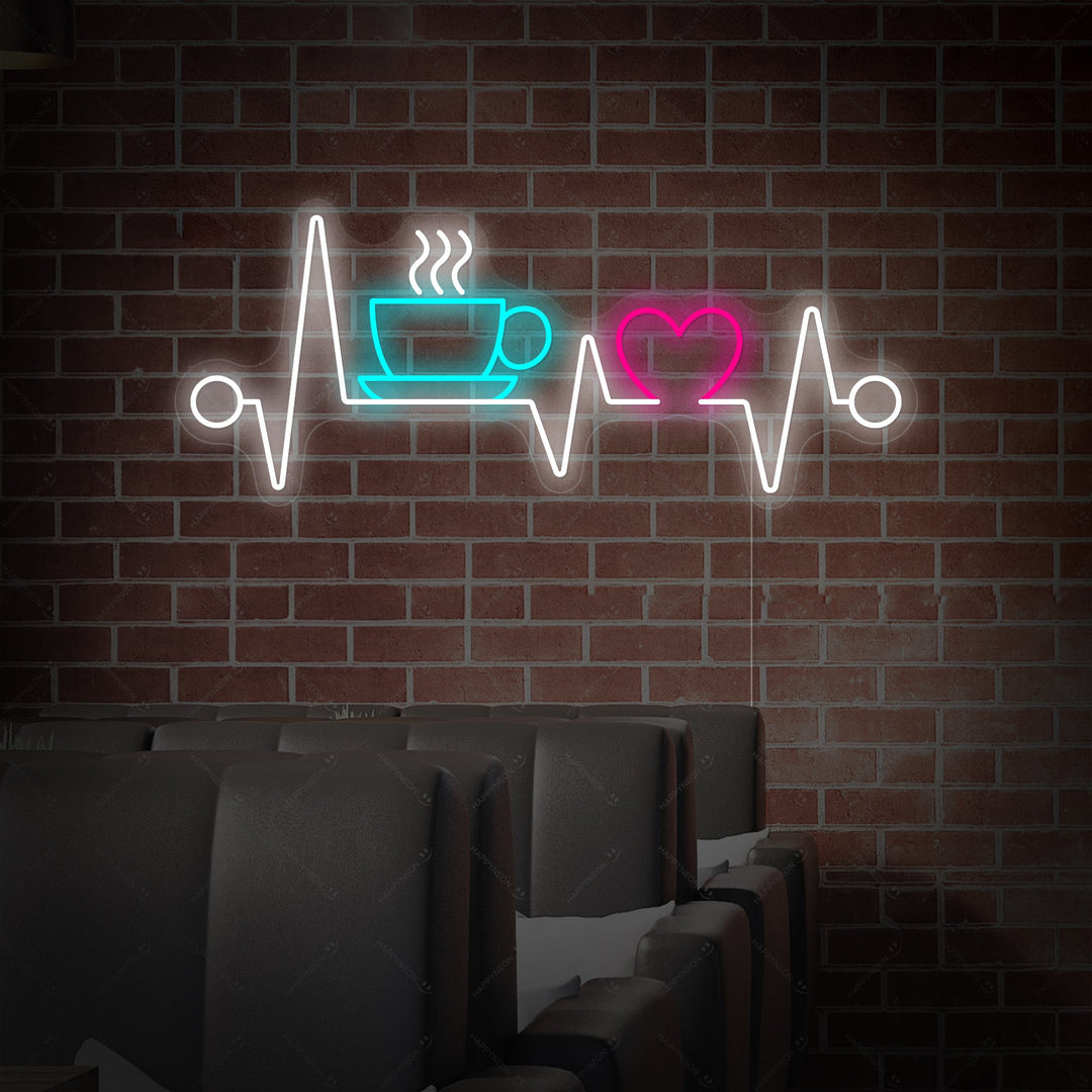 "Battito di cuore con caffè" Insegna al neon