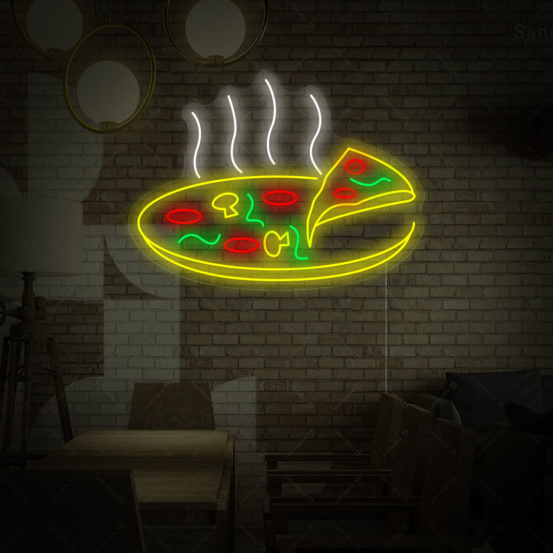 "Pizza calda e deliziosa" Insegna al neon