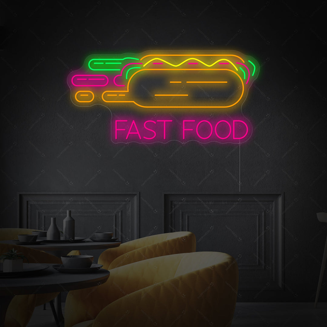 "Hot Dog Fast Food" Insegna al neon