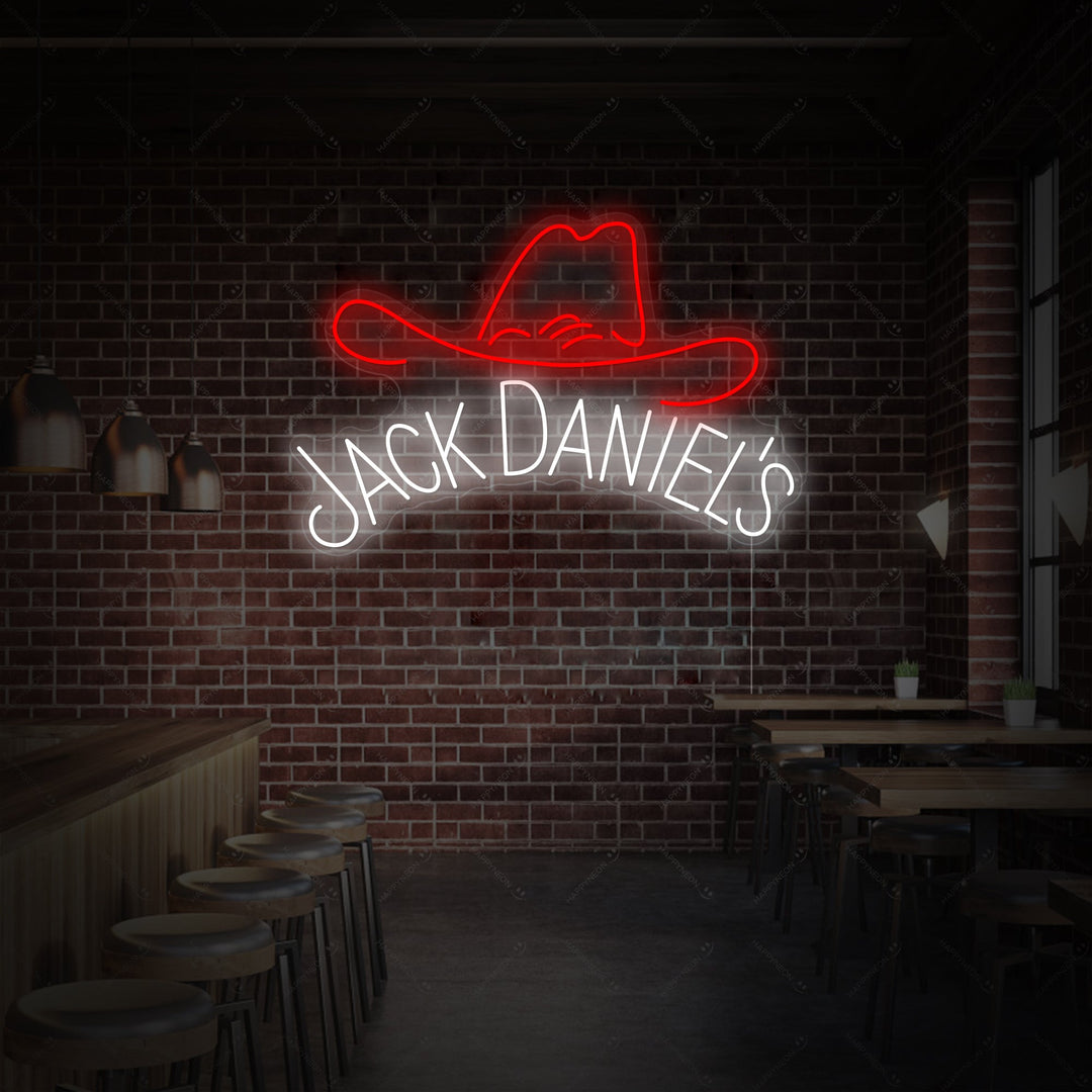 "Cappello da cowboy Jack Whiskey" Insegna al neon