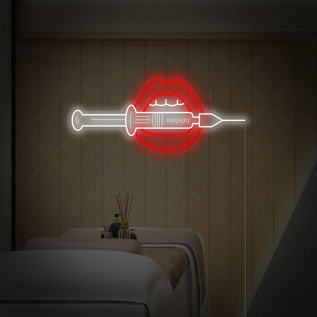 "Iniezione delle labbra" Insegna al neon