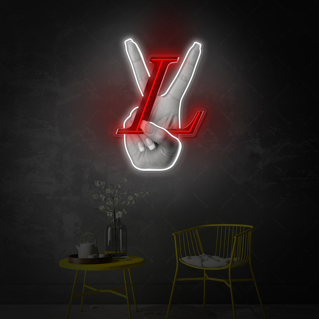 "Mano della Pace LV" Insegna al neon