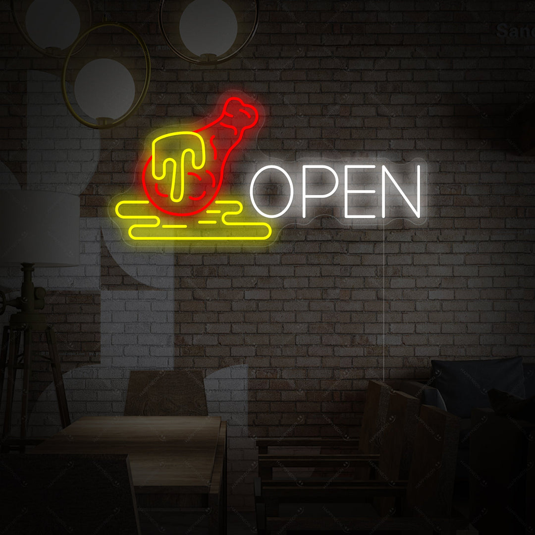 "Pollo aperto" Insegna al neon