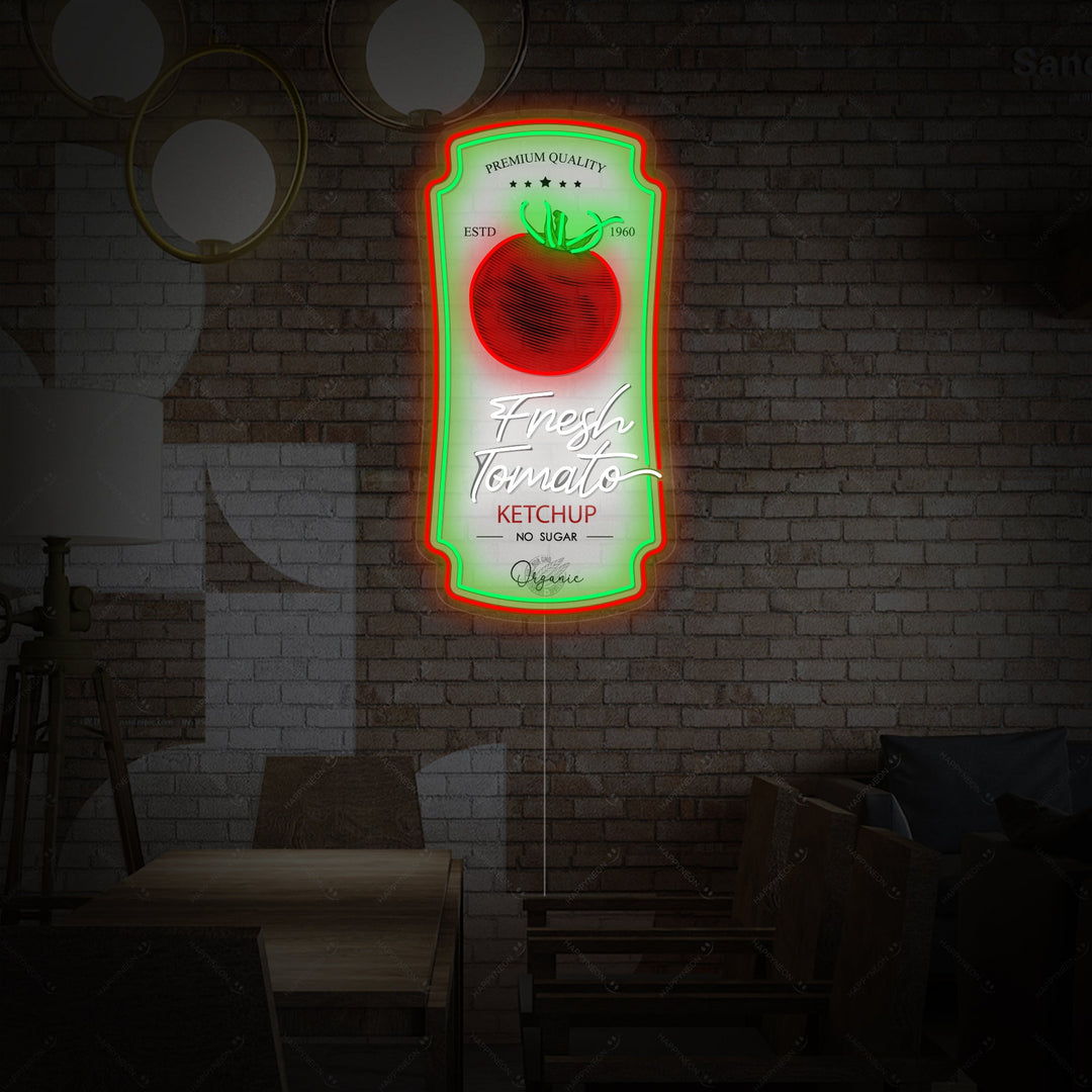 "Salsa Ketchup al Pomodoro Distintivo" Insegna al neon
