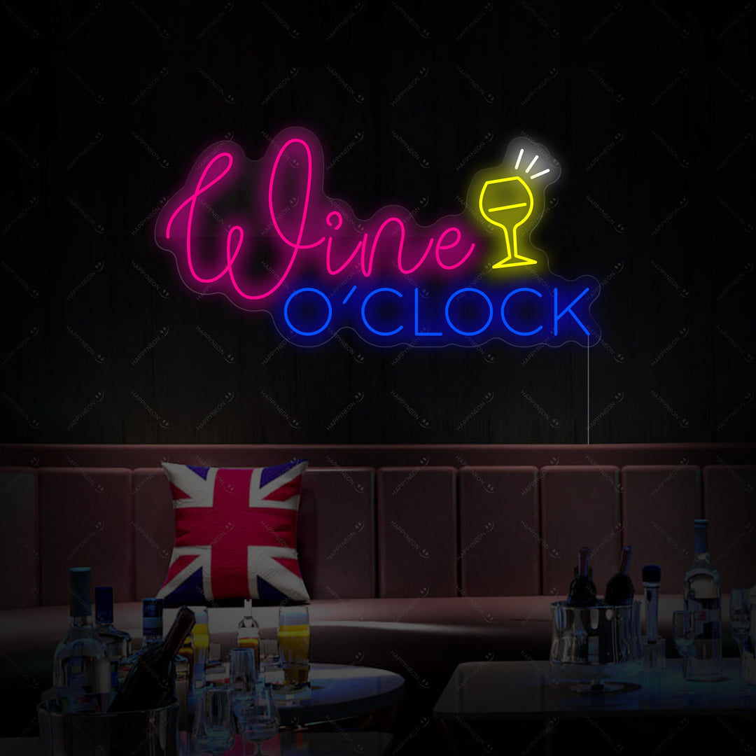 "Wine O'clock" Insegna al neon