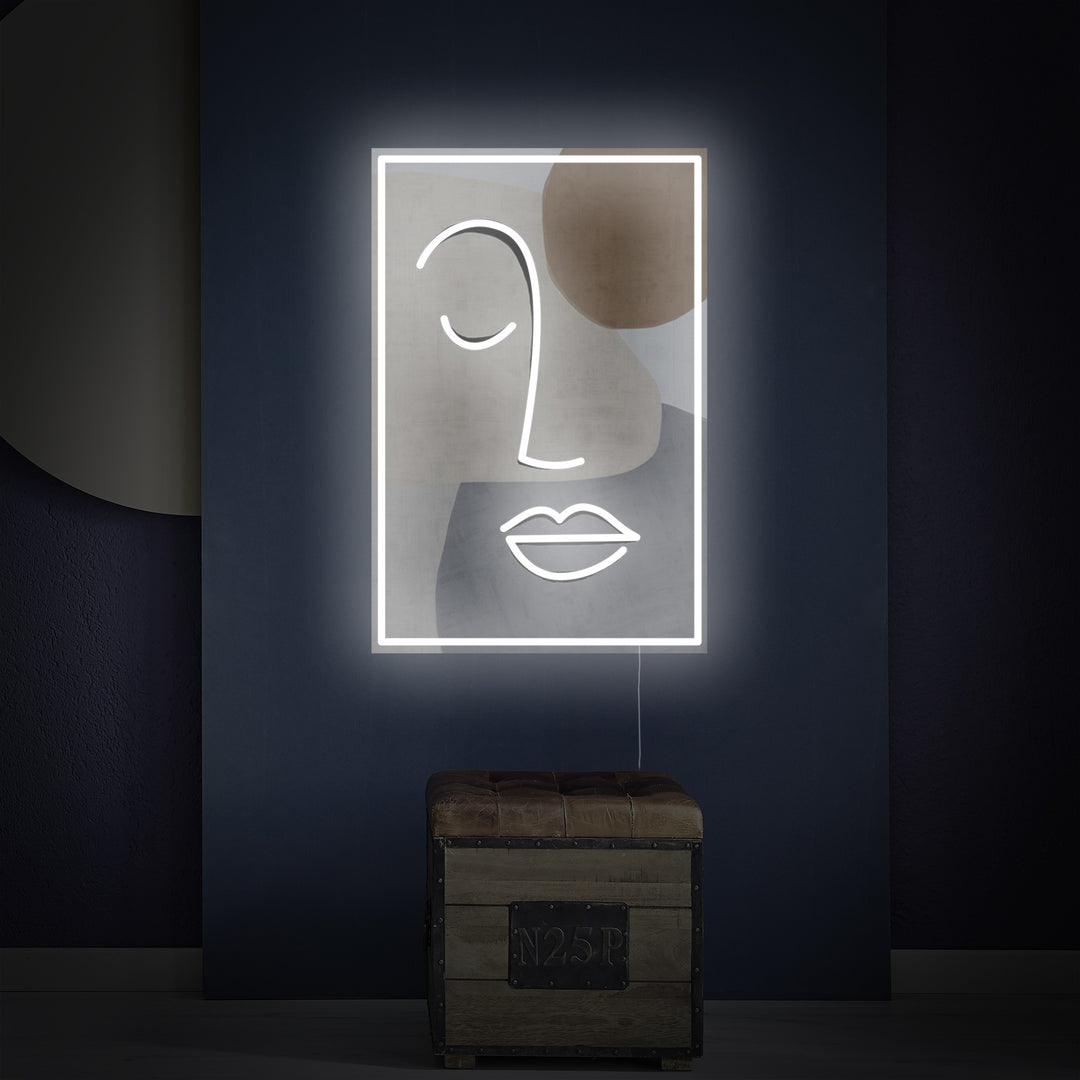 "Astratto Occhio Umano Chiuso, Stampa UV" Insegna al neon