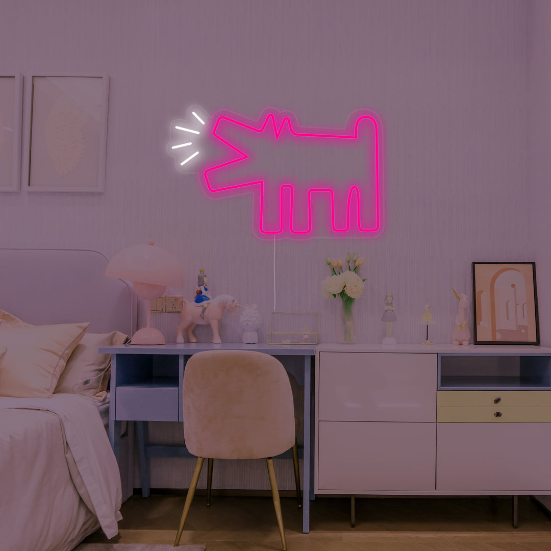 "Cane Che Abbaia, Decorazione Camera Bambini" Insegna al neon