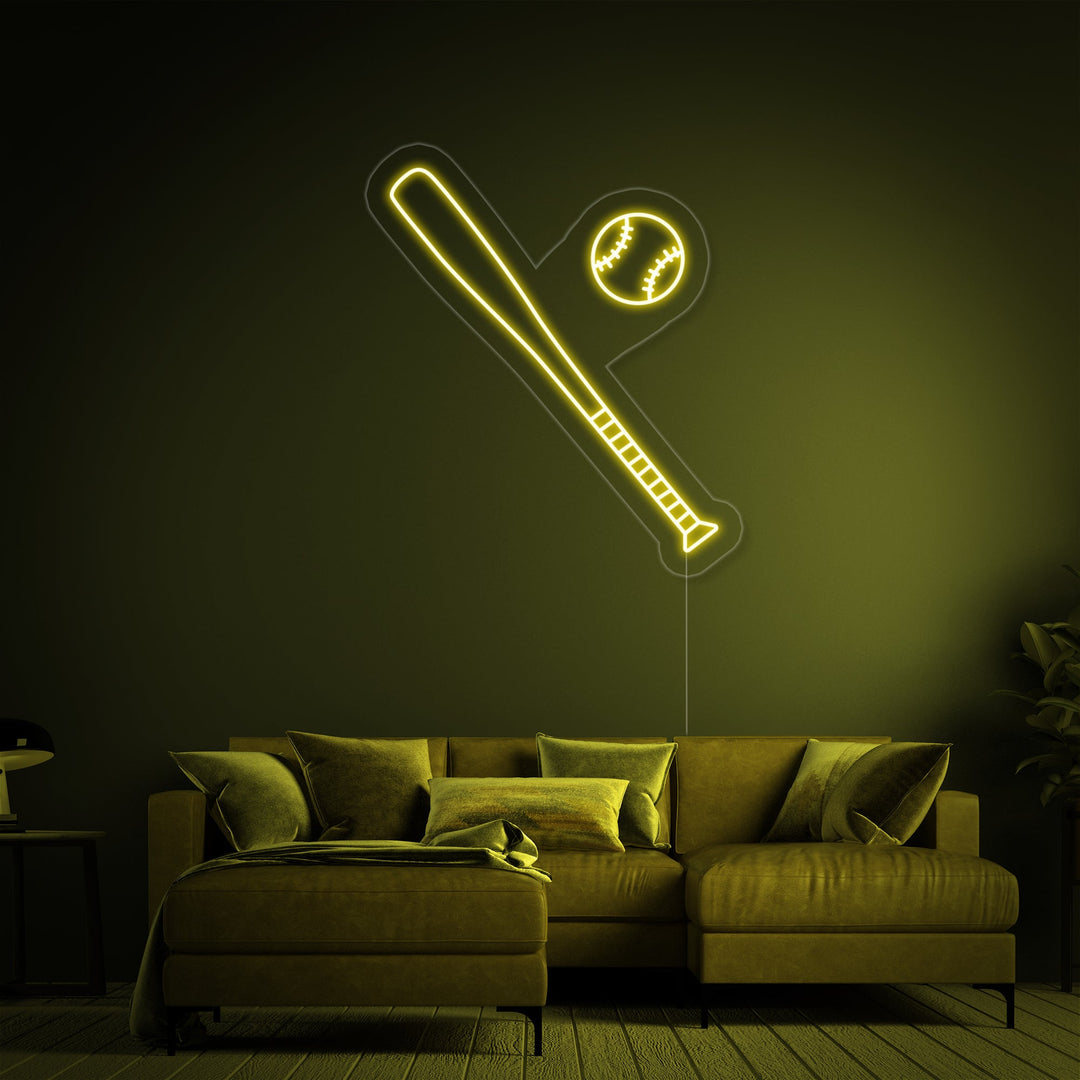 "Mazza Da Baseball Palla" Insegna al neon