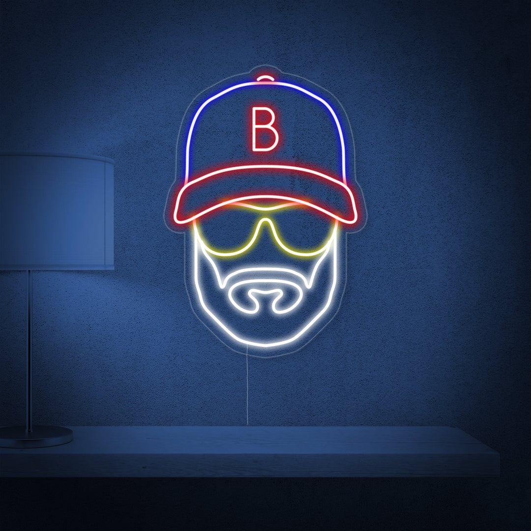 "Uomo Baseball Con Cappello" Insegna al neon