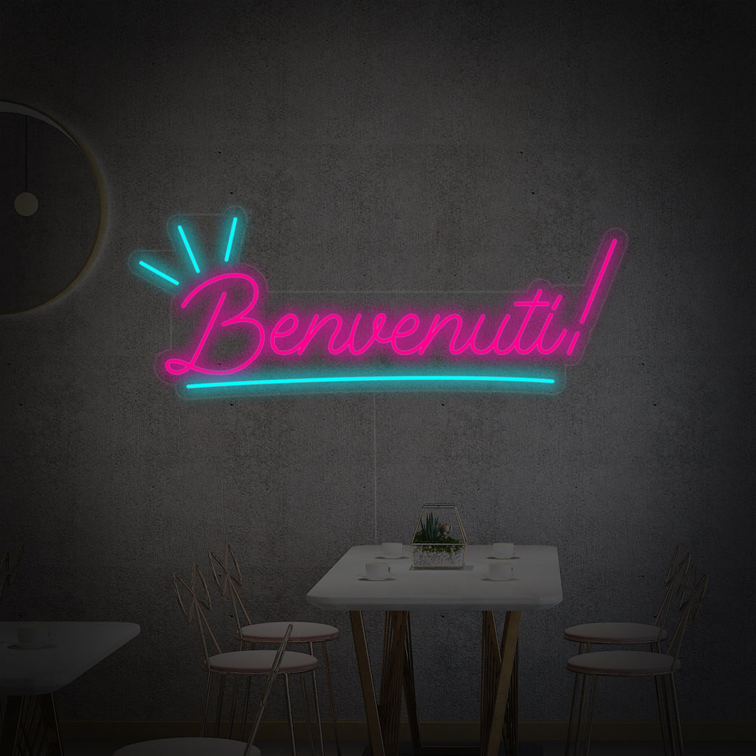"Benvenuti" Insegna al neon