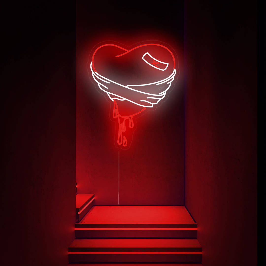"Cuore Spezzato Sanguinante" Insegna al neon
