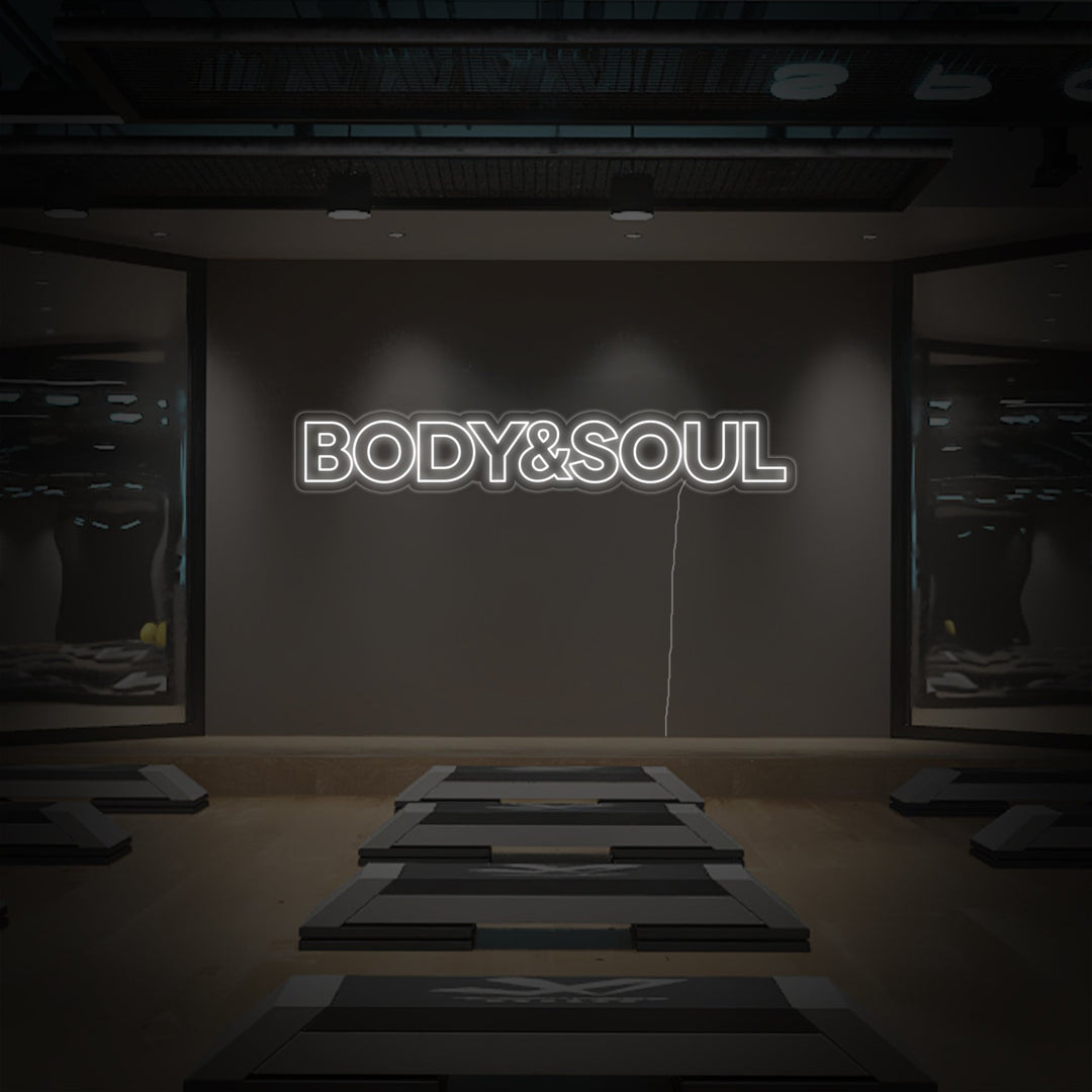 "Body And Soul, Decorazioni Per La Palestra, Citazioni Per La Palestra, Citazioni Per Il Fitness, Citazioni Per L'Allenamento" Insegna al neon