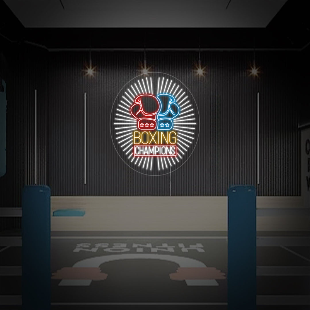 "Boxing Champions, Guanti da boxe" Insegna al neon