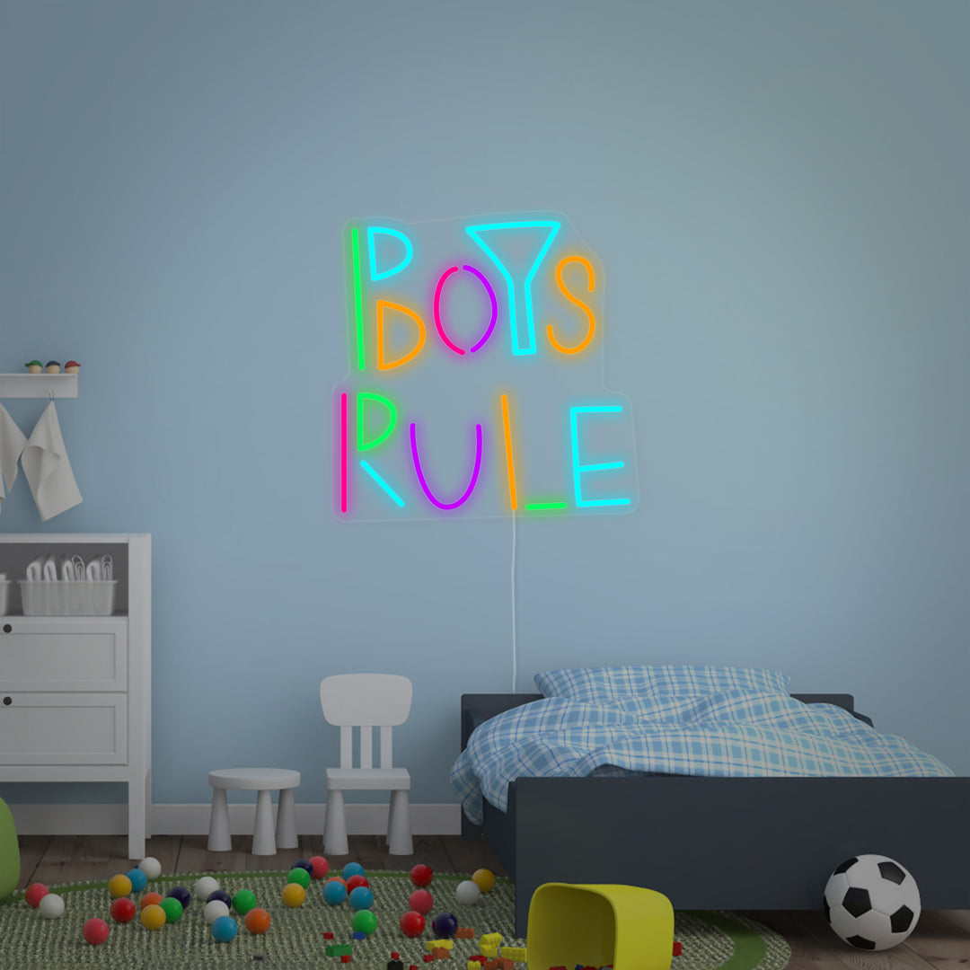 "Boys Rule, Decorazione Per La Camera Dei Bambini" Insegna al neon