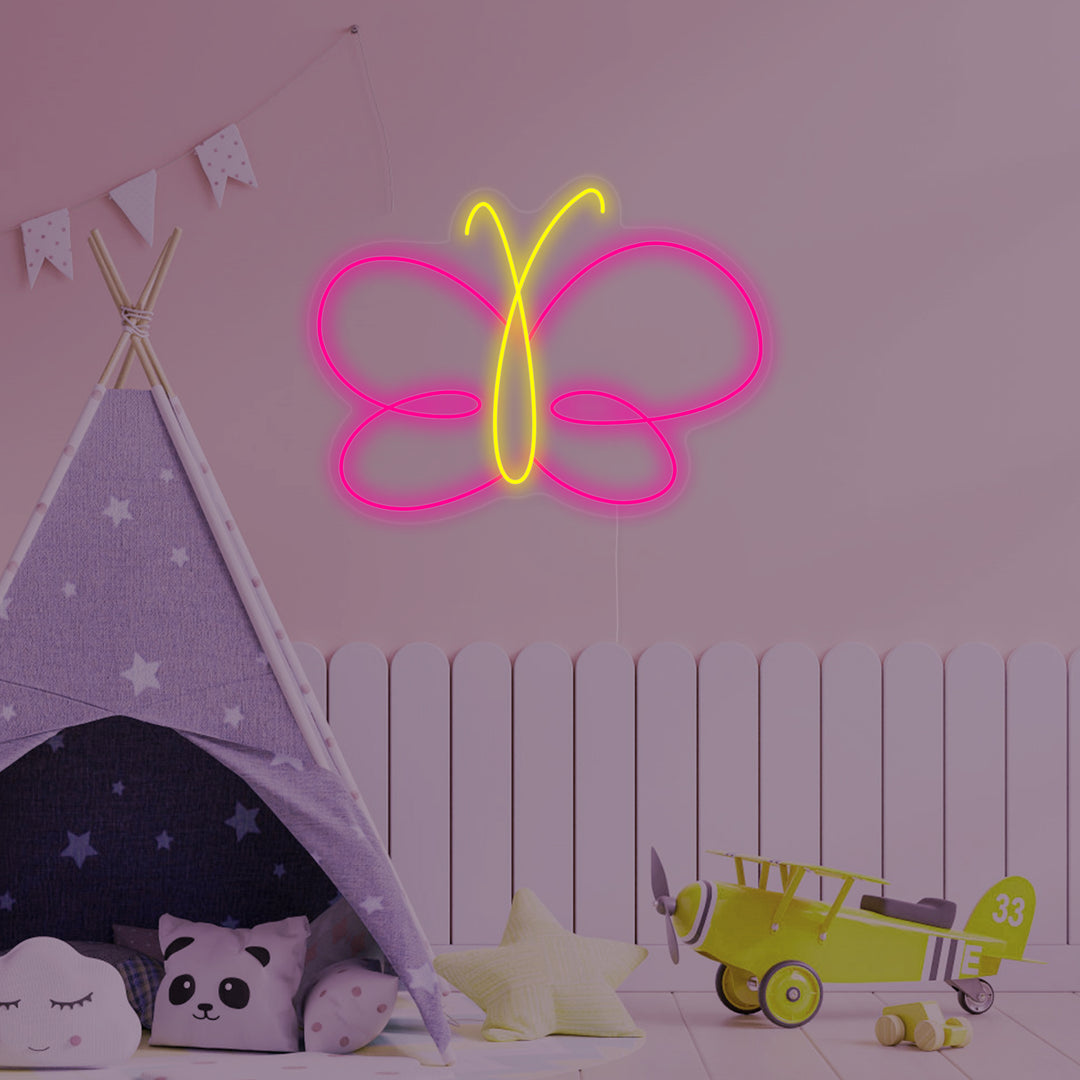 "Farfalla, Decorazione Camera Bambini" Insegna al neon