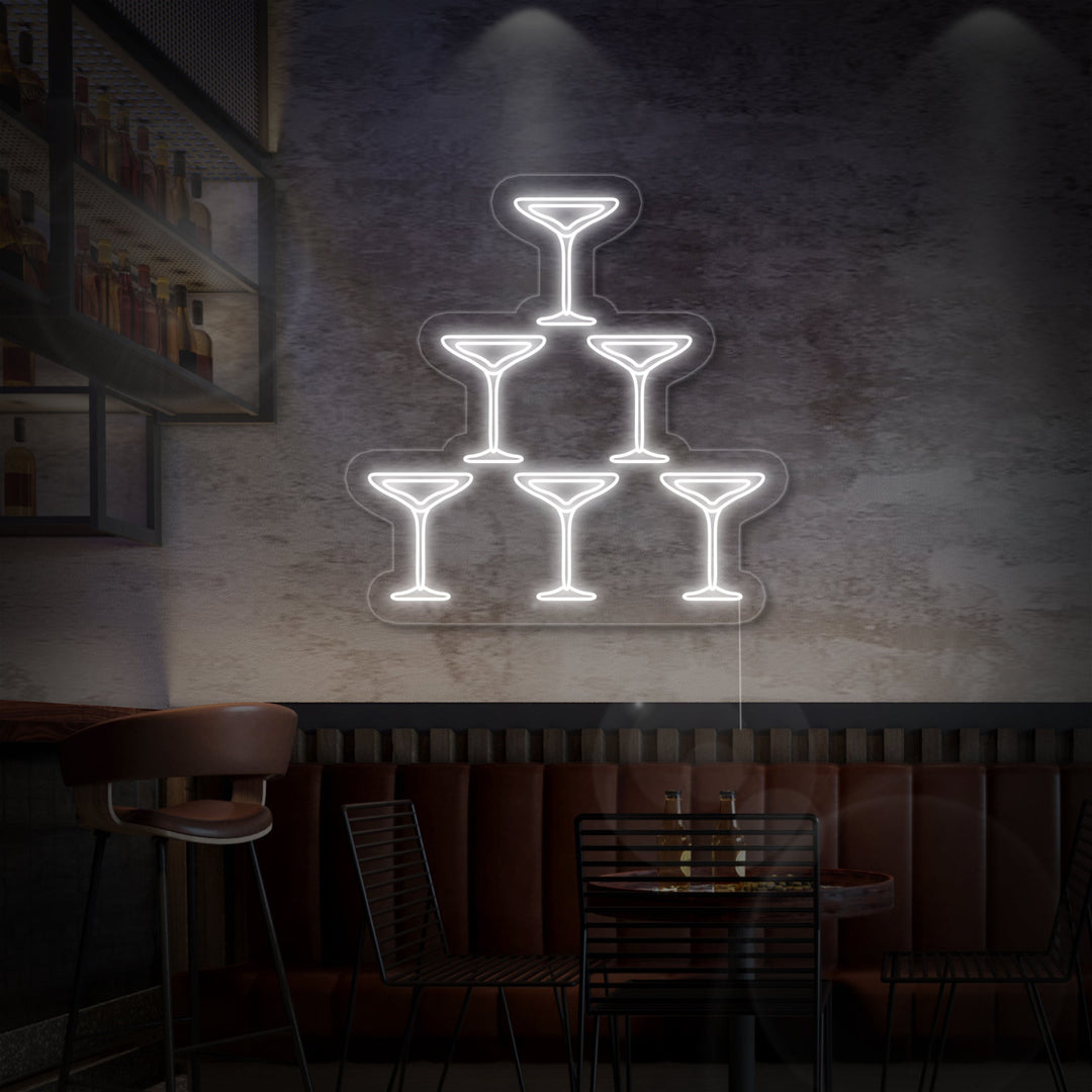 "Flûtes Di Champagne, Piramide, Bar" Insegna al neon