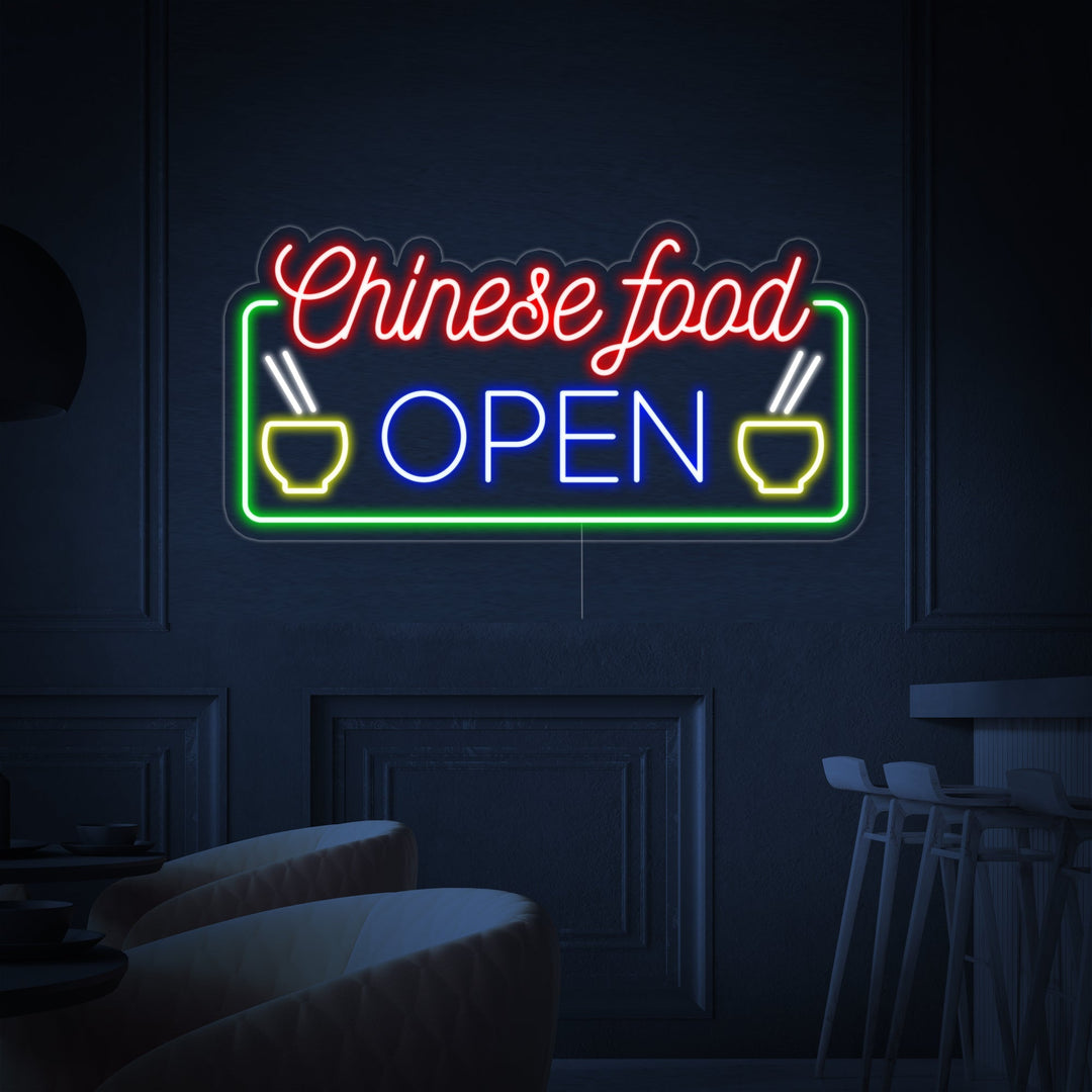 "Chinese Food Open" Insegna al neon