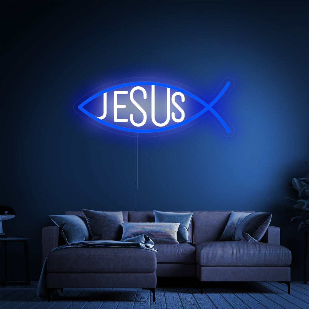 "Gesù Cristiano Pesce" Insegna al neon