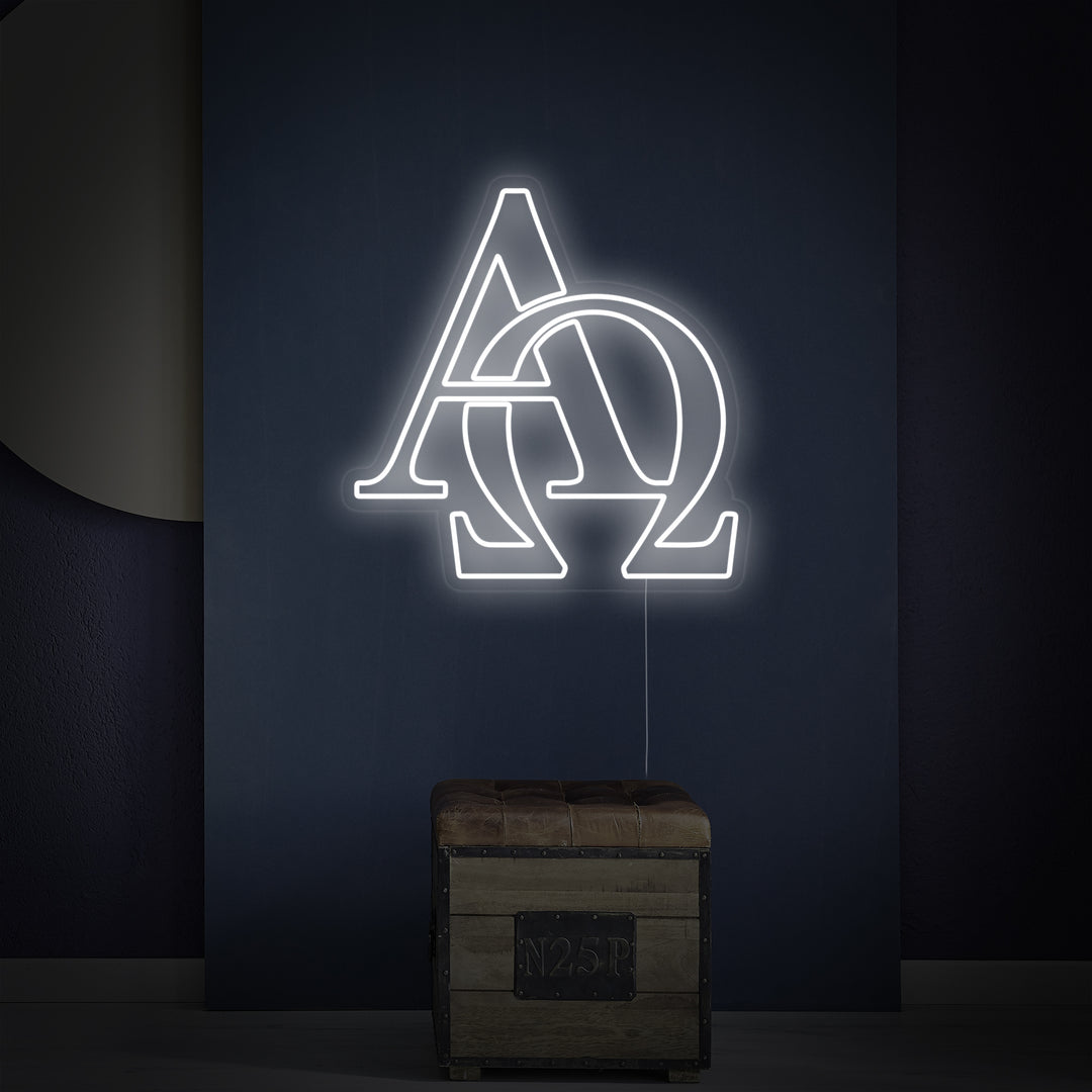 "Simbolo Cristiano Alfa Omega" Insegna al neon