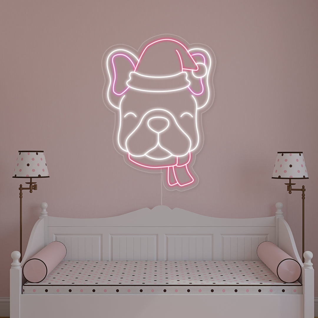 "Bulldog, Christmas" Insegna al neon