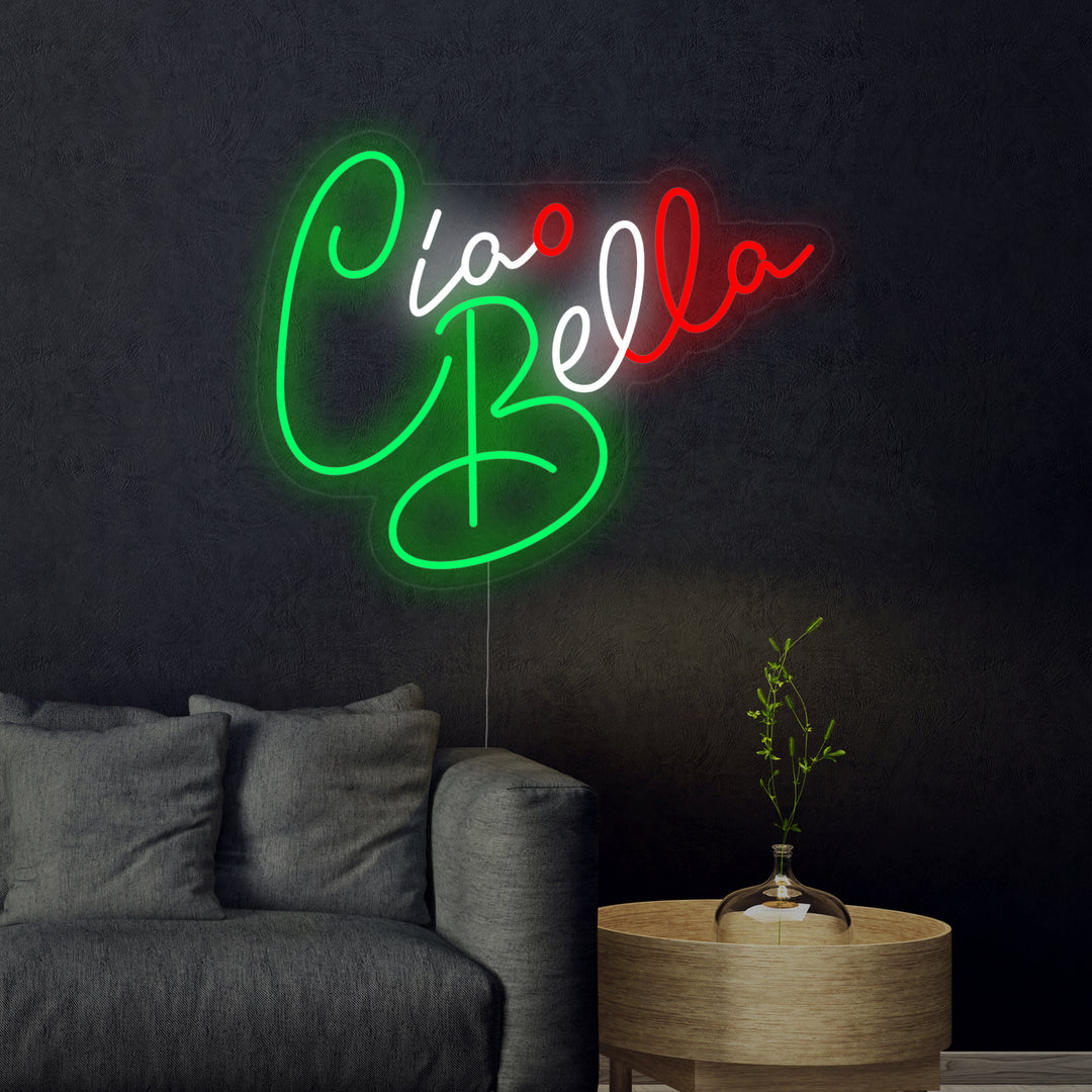 "Ciao Bella Hello Beautiful" Insegna al neon