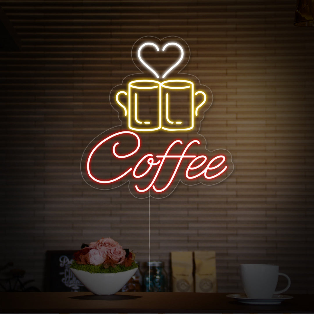 "Una coppia di tazze, Coffee" Insegna al neon