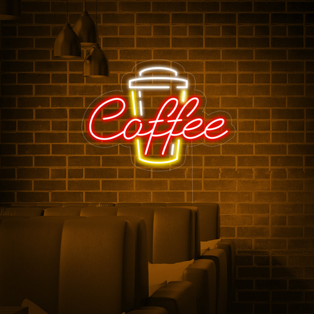 "Coffee, tazza da caffè" Insegna al neon