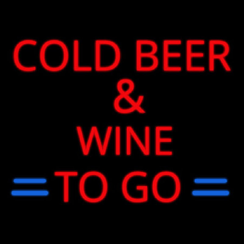 "Cold Beer And Wine To Go" Insegna al neon