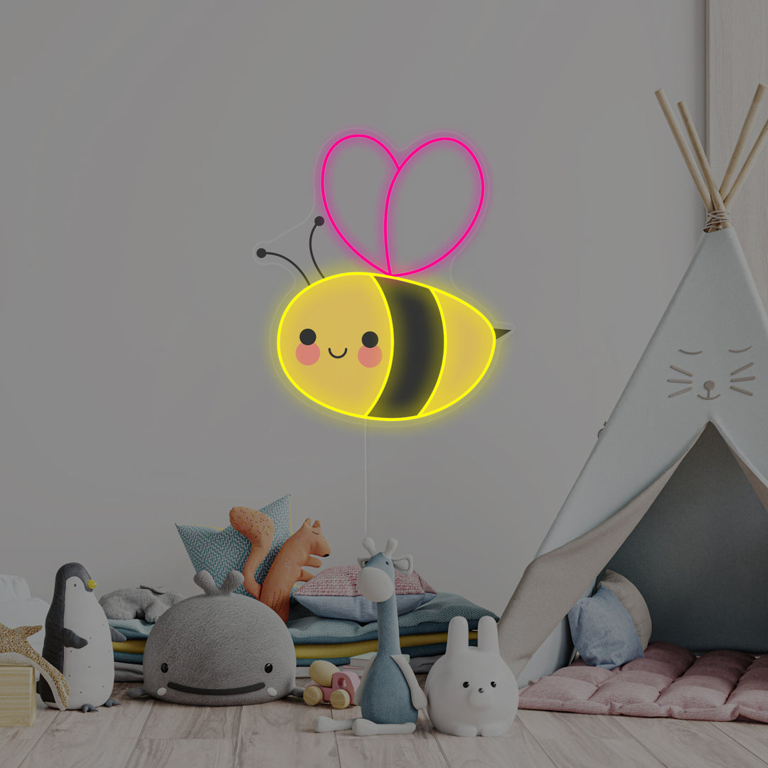 "Simpatica Ape Volante, Decorazione Camera Dei Bambini" Insegna al neon
