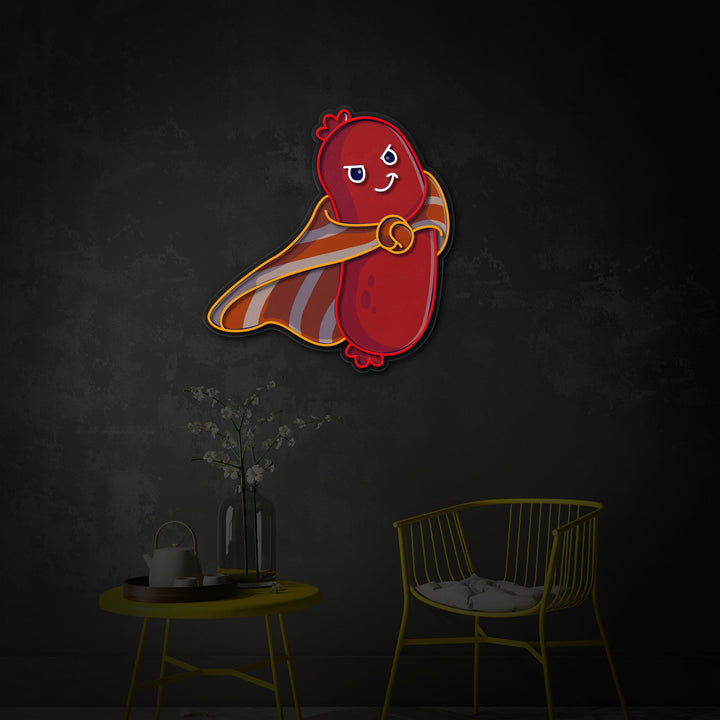 "Superero, cibo, ristorante di salsiccia carina" Insegna al neon a LED stampata con UV