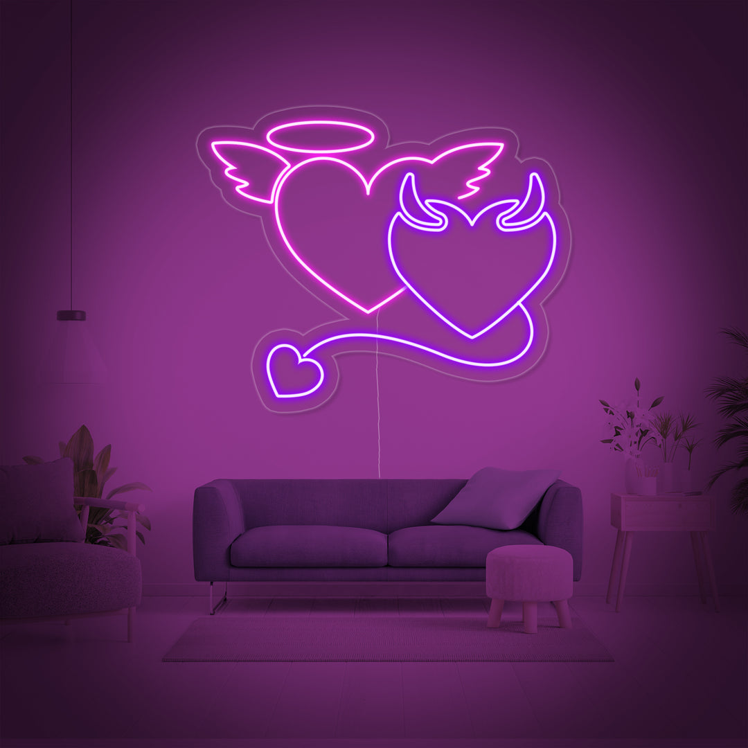 "diavolo angelo" Insegna al neon