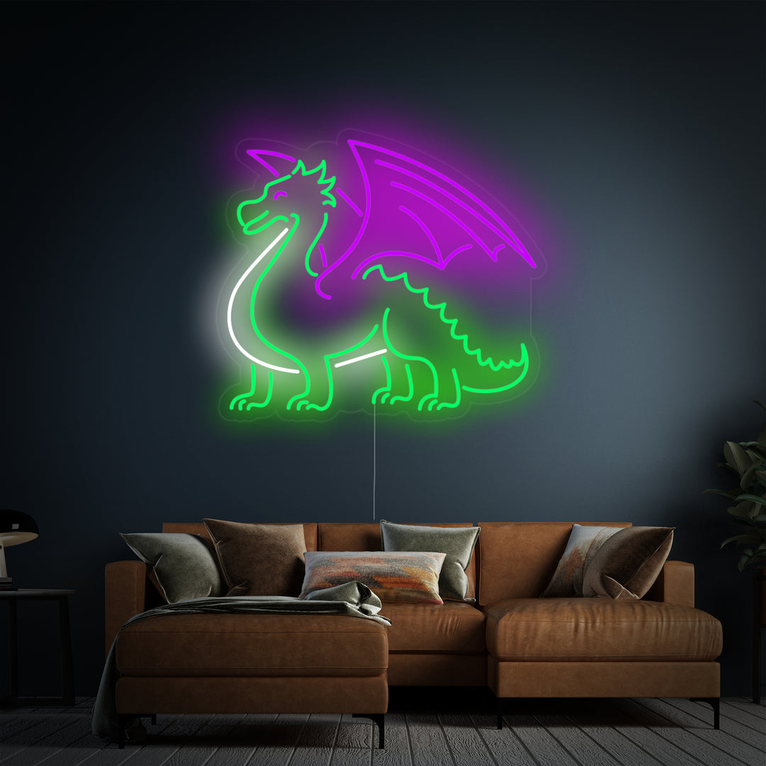 "Drago Con Ali" Insegna al neon