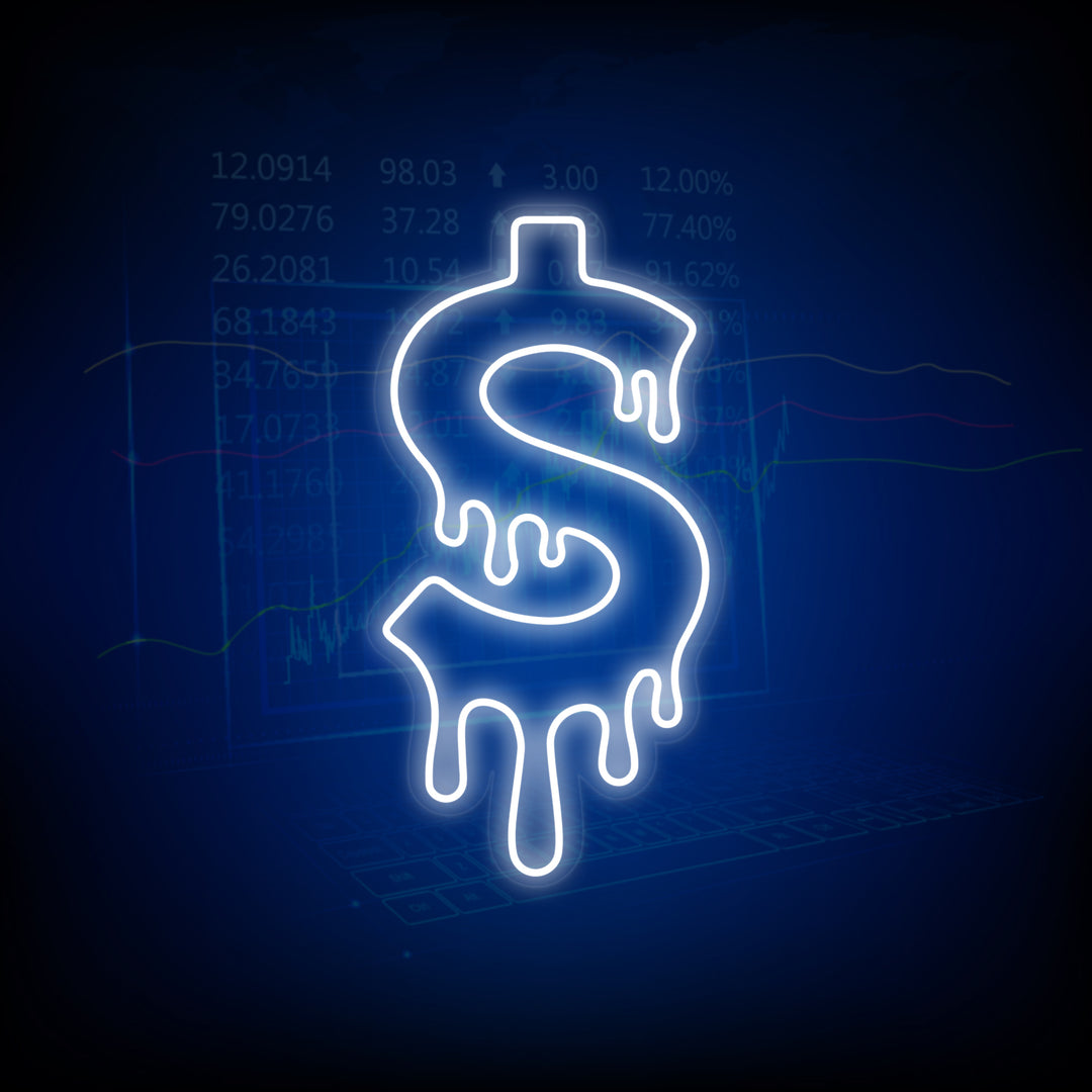 "Simbolo Del Dollaro Che Gocciola" Insegna al neon