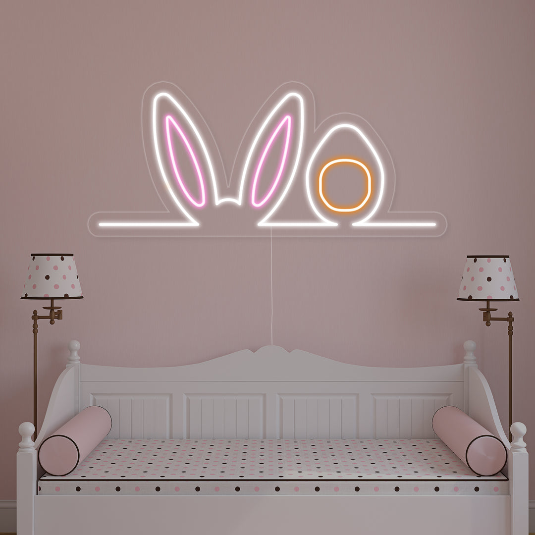 "Orecchie Da Coniglio Pasquale" Insegna al neon