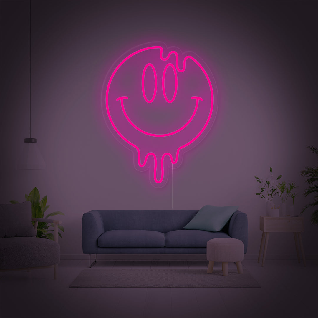 "Faccina Emoji Che Gocciola" Insegna al neon