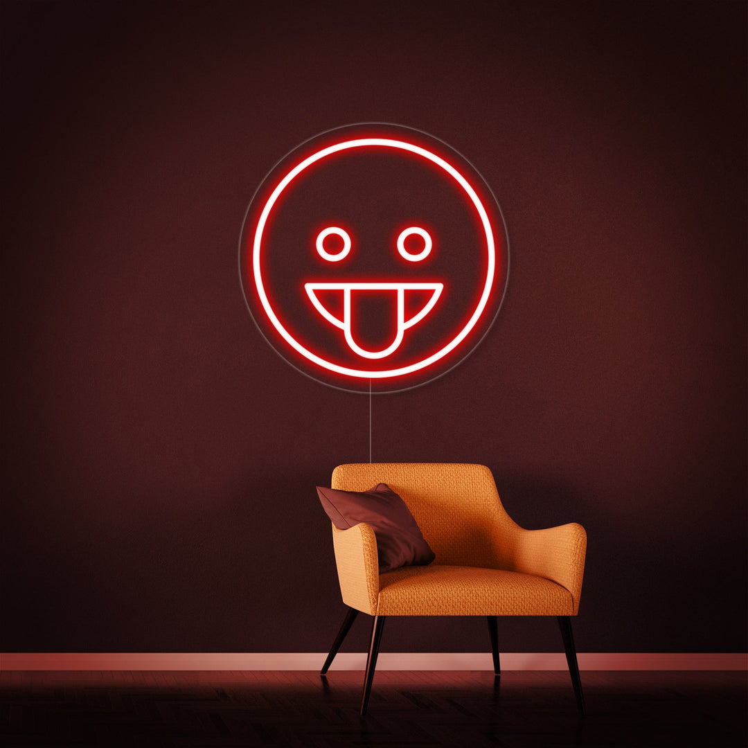 "Emoji Sorridente Lingua" Insegna al neon